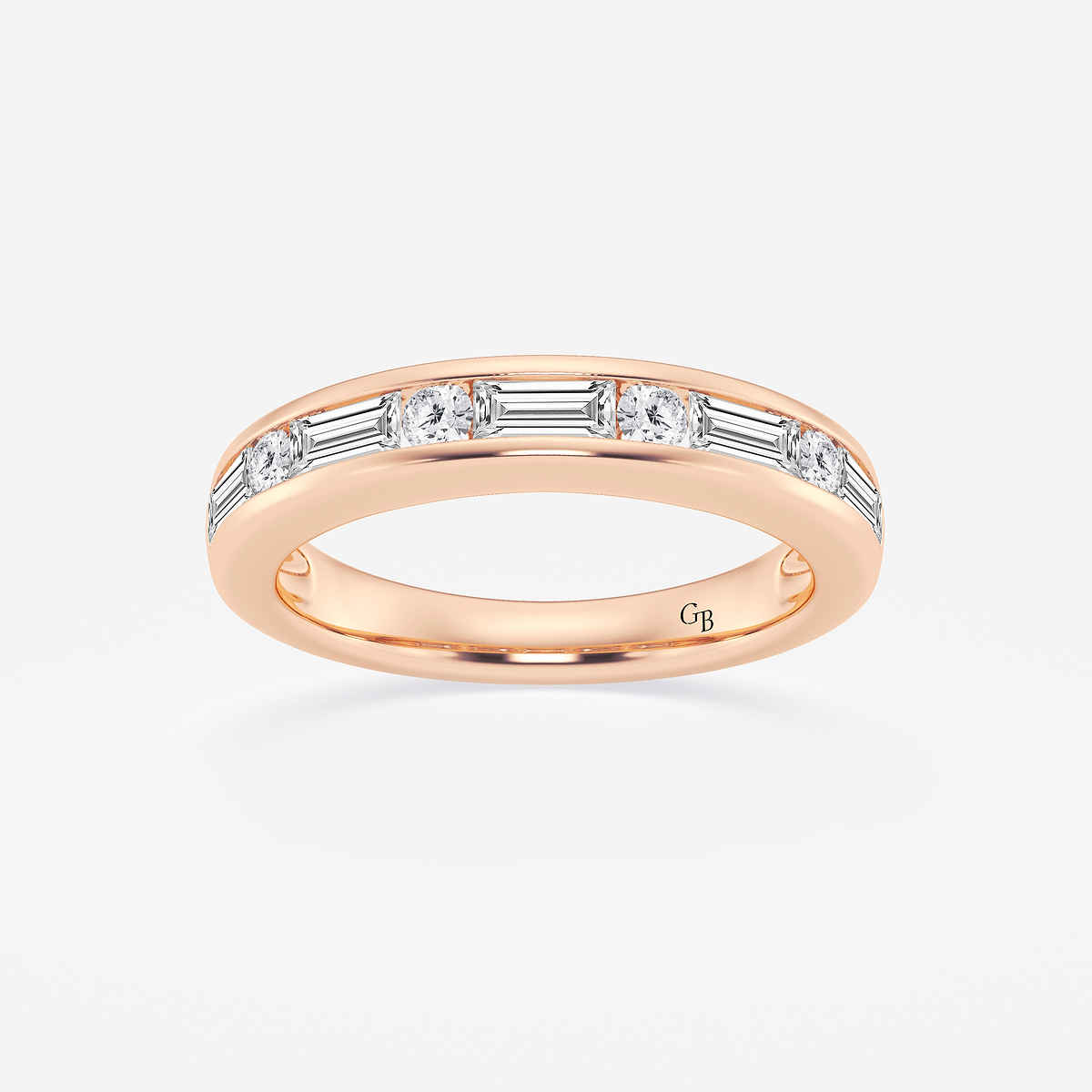 3/4 ctw Round and Baguette Lab Grown Diamond Alternating Nine Stone Anniversary Band