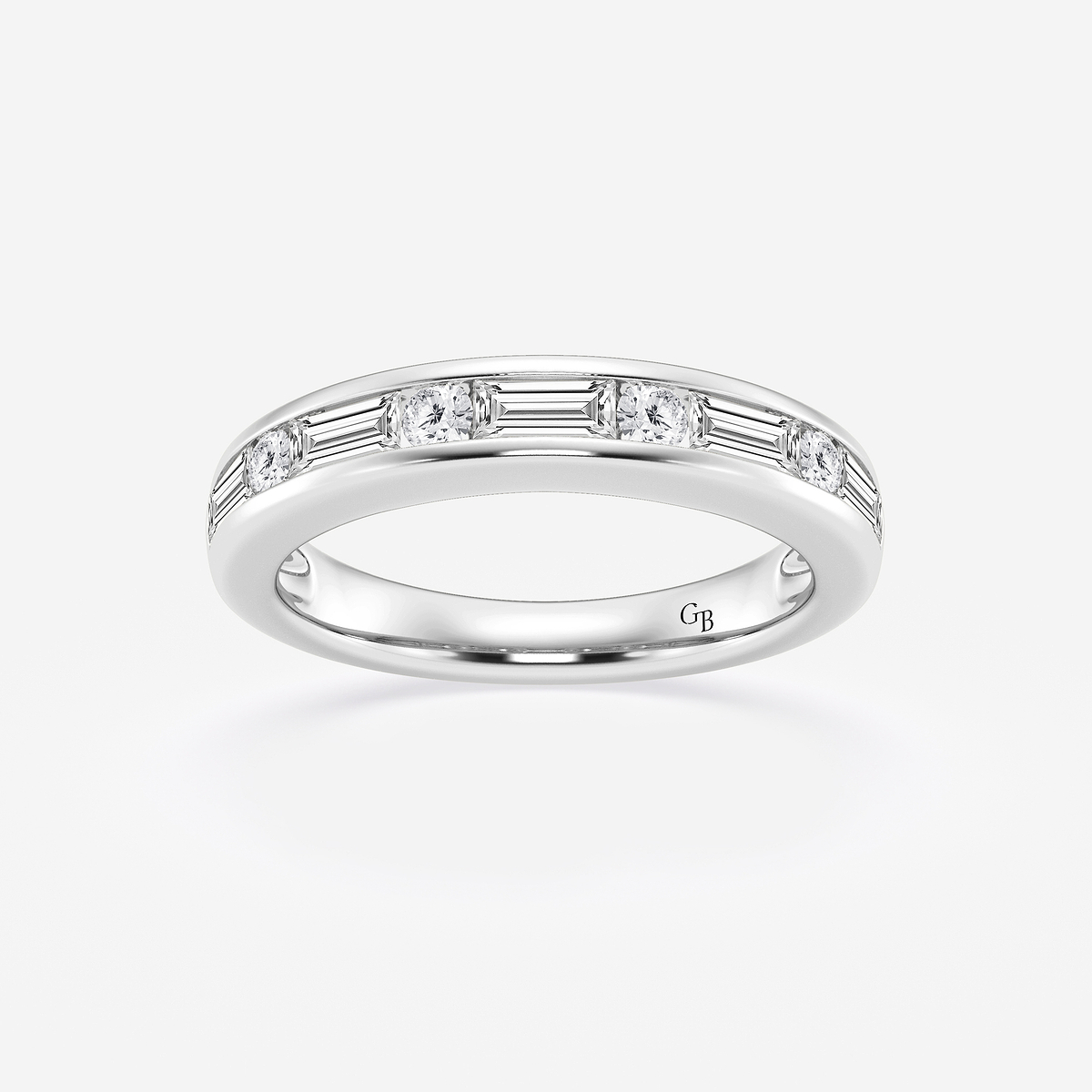 3/4 ctw Round and Baguette Lab Grown Diamond Alternating Nine Stone Anniversary Band