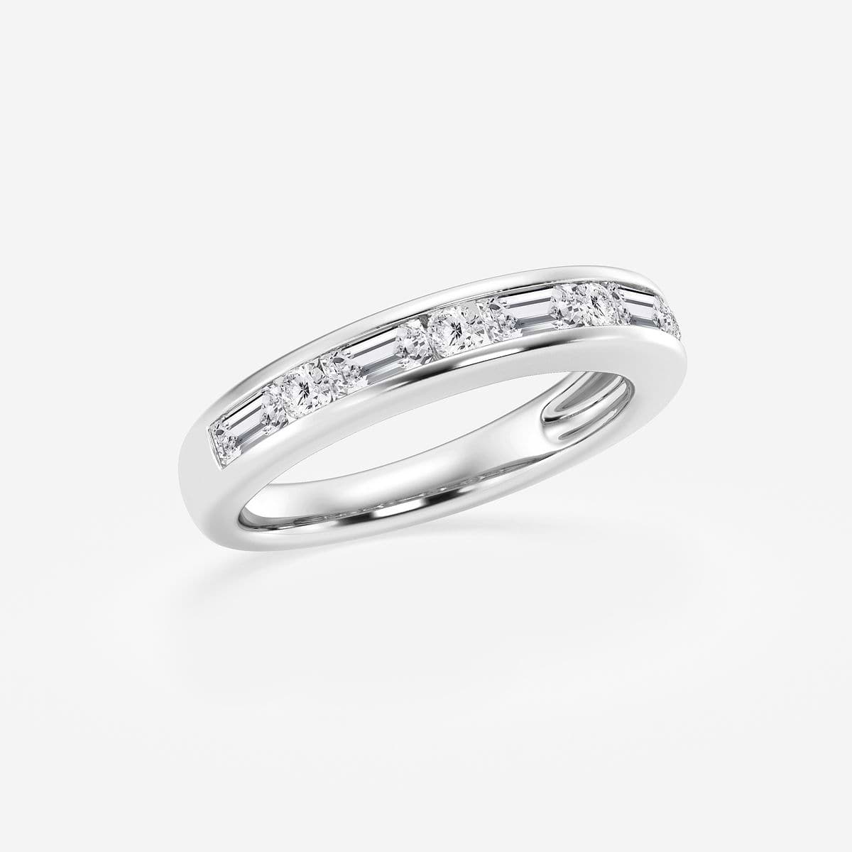 14k White Gold Gemstone & 1/8 CTW Diamond Alternating Channel Set Anniversary Band 14k White Gold Gemstone & 1/8 CTW Diamond Alternating Channel Set Anniversary Band