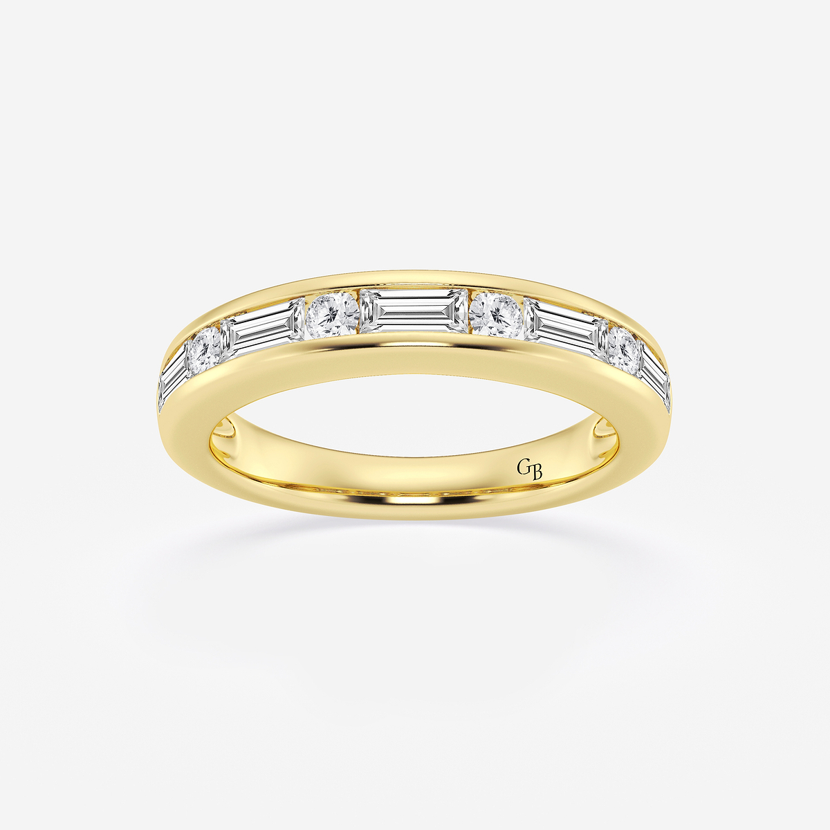 3/4 ctw Round and Baguette Lab Grown Diamond Alternating Nine Stone Anniversary Band
