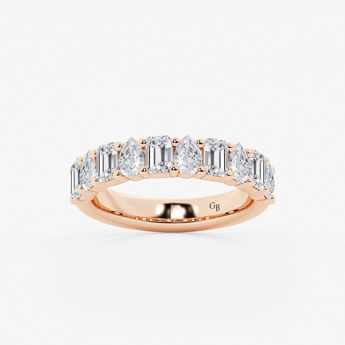 1 1/2 ctw Emerald and Pear Lab Grown Diamond Ten Stone Alternating Anniversary Band