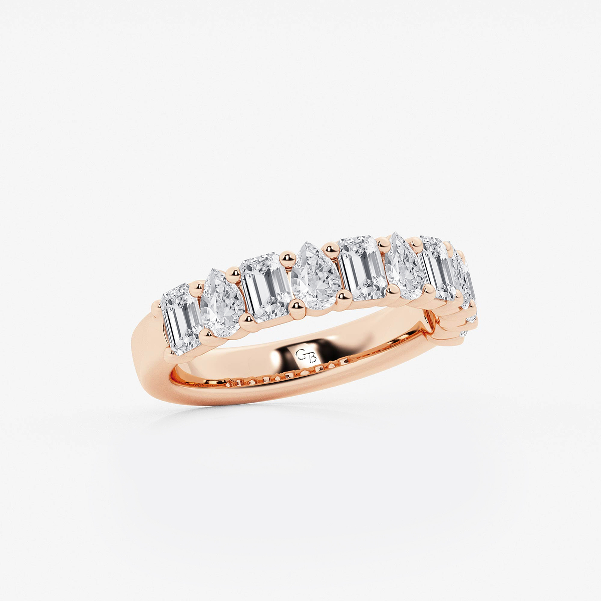 Additional Image 1 for  1 1/2 ctw Emerald and Pear Lab Grown Diamond Ten Stone Alternating Anniversary Band