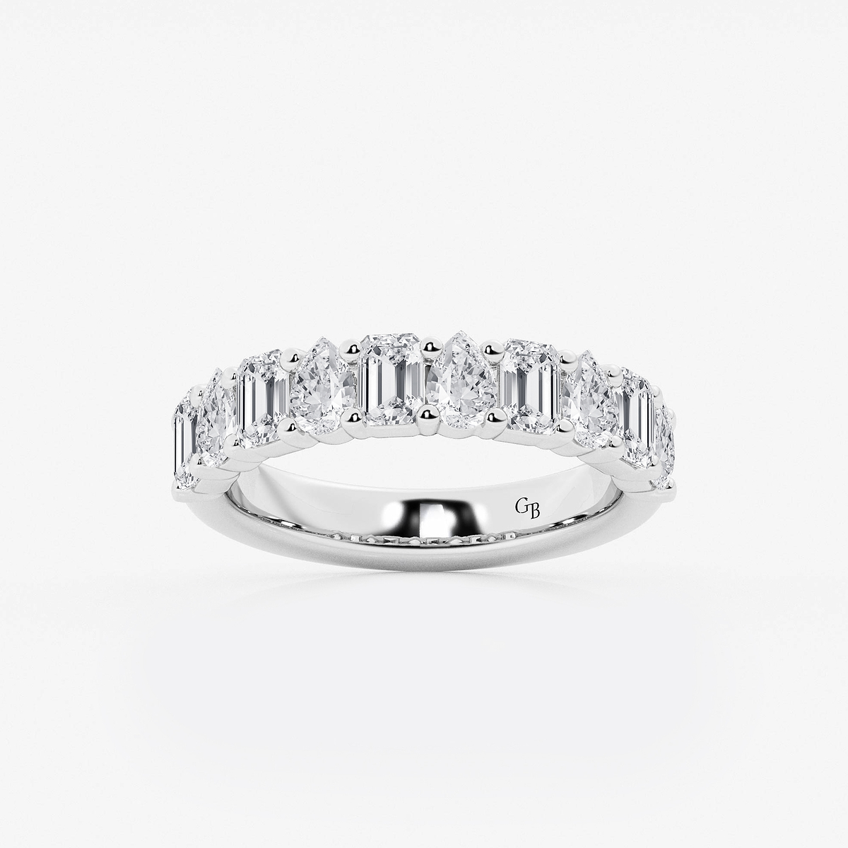 1 1/2 ctw Emerald and Pear Lab Grown Diamond Ten Stone Alternating Anniversary Band