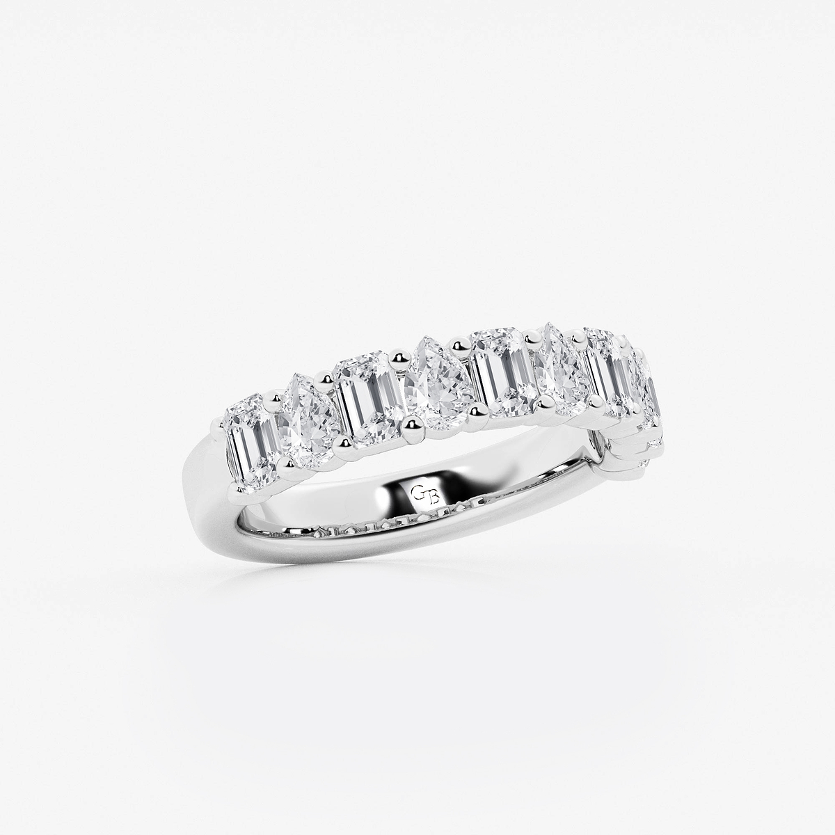 Additional Image 1 for  1 1/2 ctw Emerald and Pear Lab Grown Diamond Ten Stone Alternating Anniversary Band