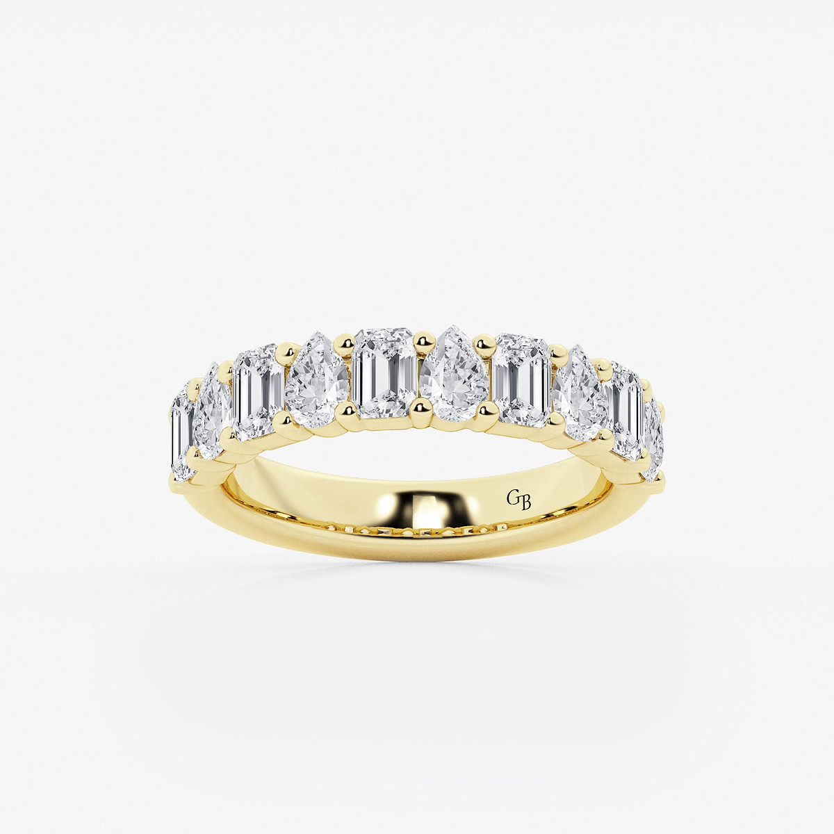 1 1/2 ctw Emerald and Pear Lab Grown Diamond Ten Stone Alternating Anniversary Band