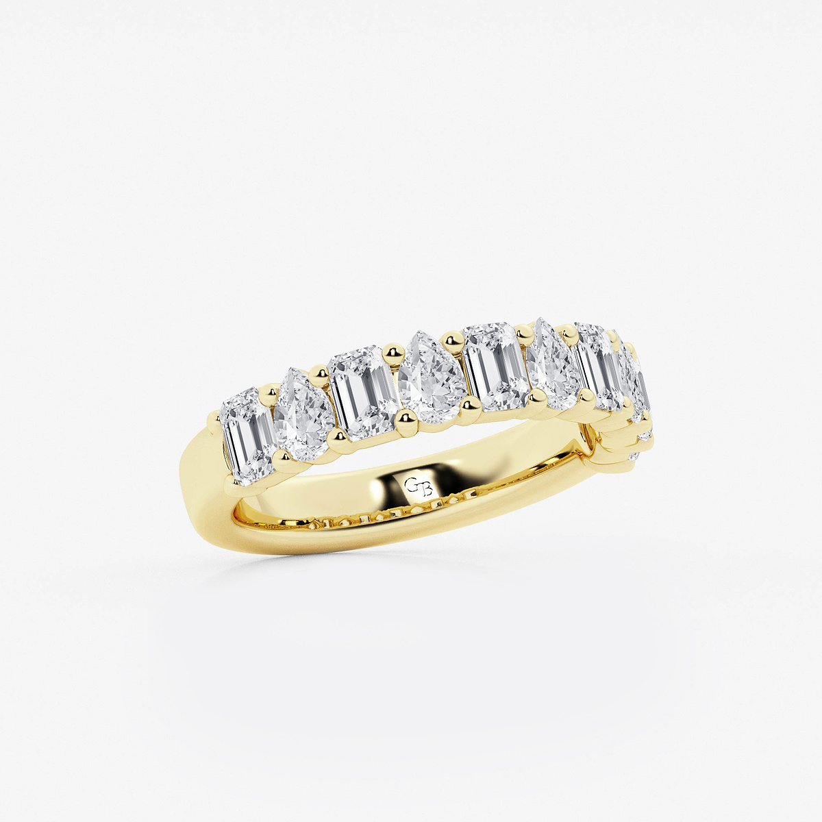 Additional Image 1 for  1 1/2 ctw Emerald and Pear Lab Grown Diamond Ten Stone Alternating Anniversary Band