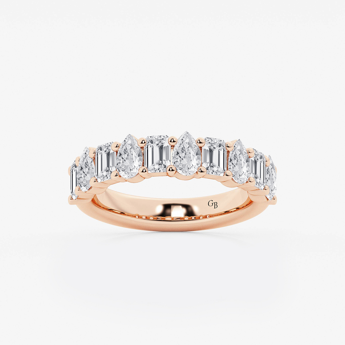 2 ctw Emerald and Pear Lab Grown Diamond Ten Stone Alternating Anniversary Band