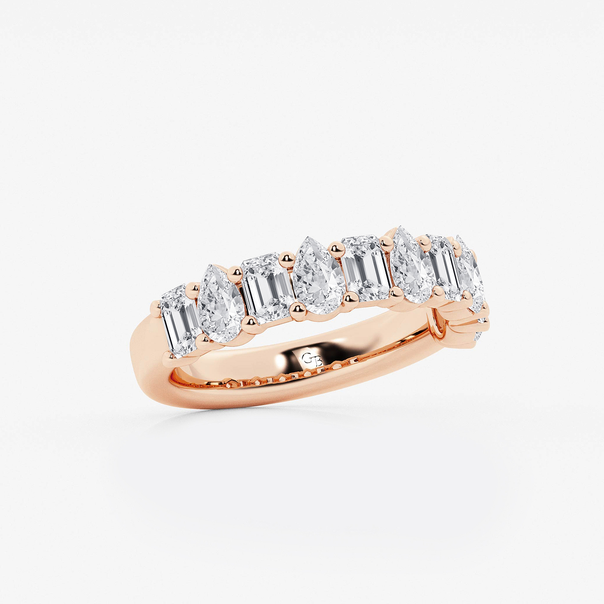 Additional Image 1 for  2 ctw Emerald and Pear Lab Grown Diamond Ten Stone Alternating Anniversary Band