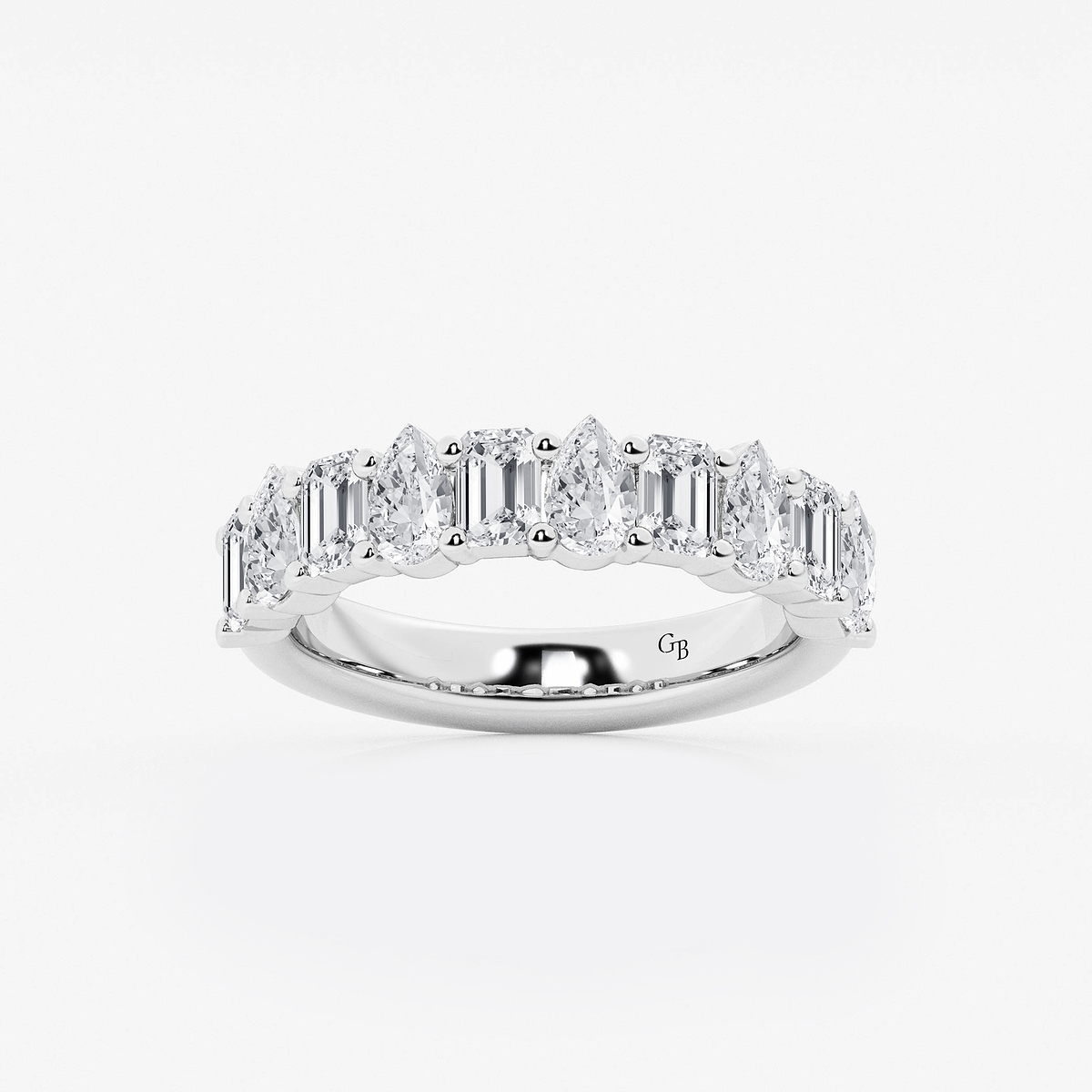 2 ctw Emerald and Pear Lab Grown Diamond Ten Stone Alternating Anniversary Band