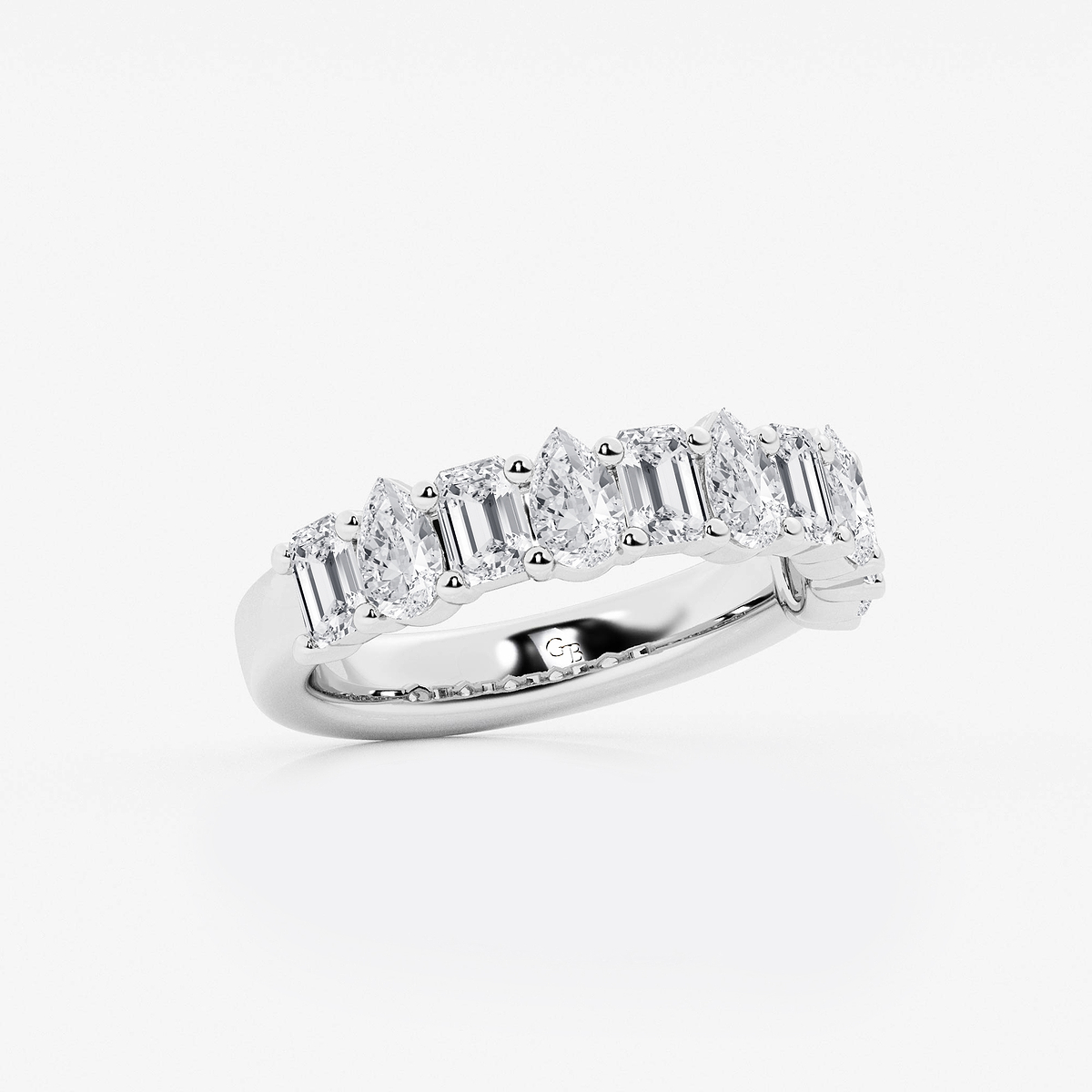 Additional Image 1 for  2 ctw Emerald and Pear Lab Grown Diamond Ten Stone Alternating Anniversary Band