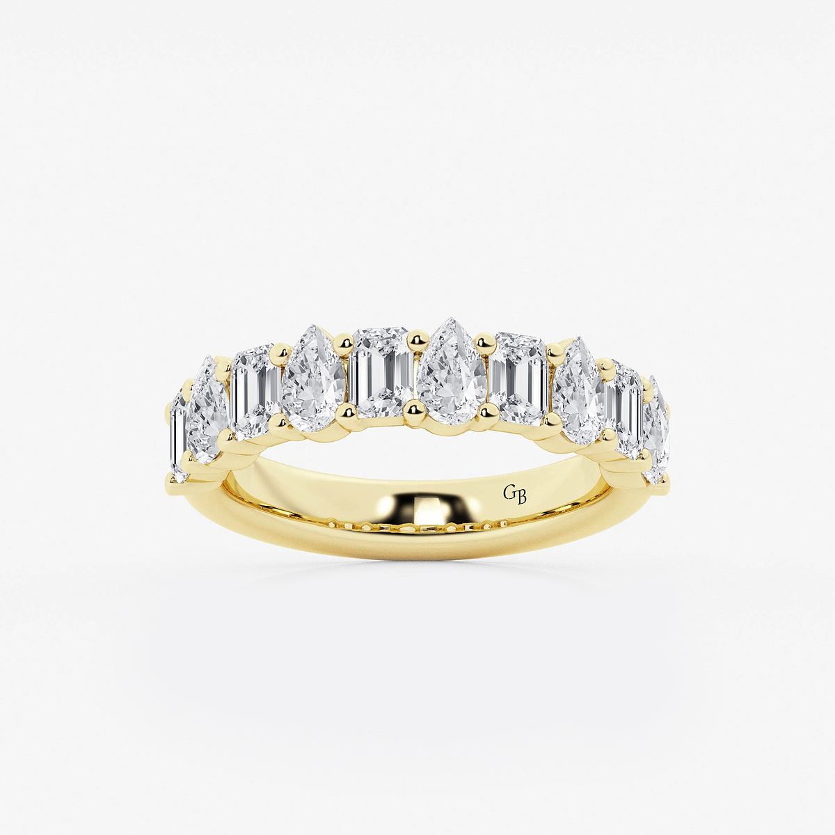 2 ctw Emerald and Pear Lab Grown Diamond Ten Stone Alternating Anniversary Band