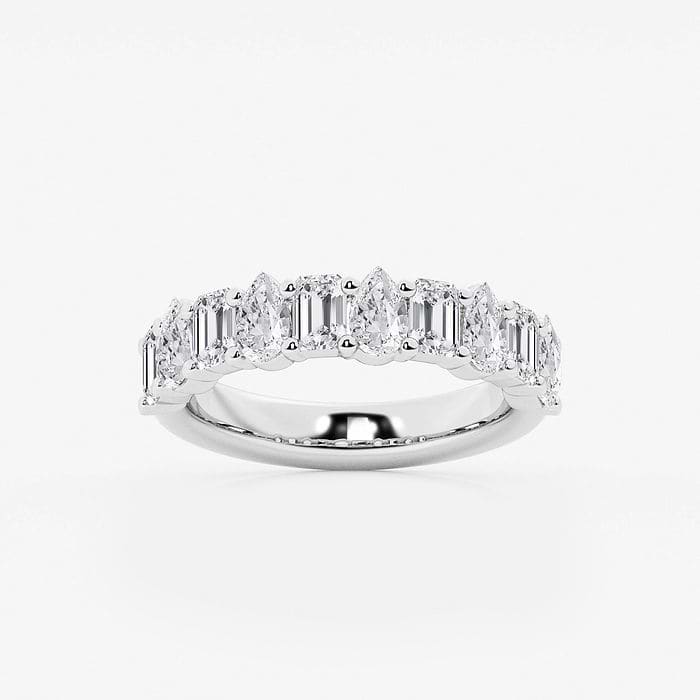 Ten Stone Alternating Emerald and Pear Anniversary Band