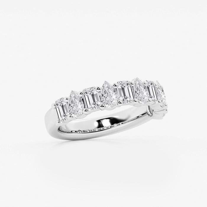 Ten Stone Alternating Emerald and Pear Anniversary Band