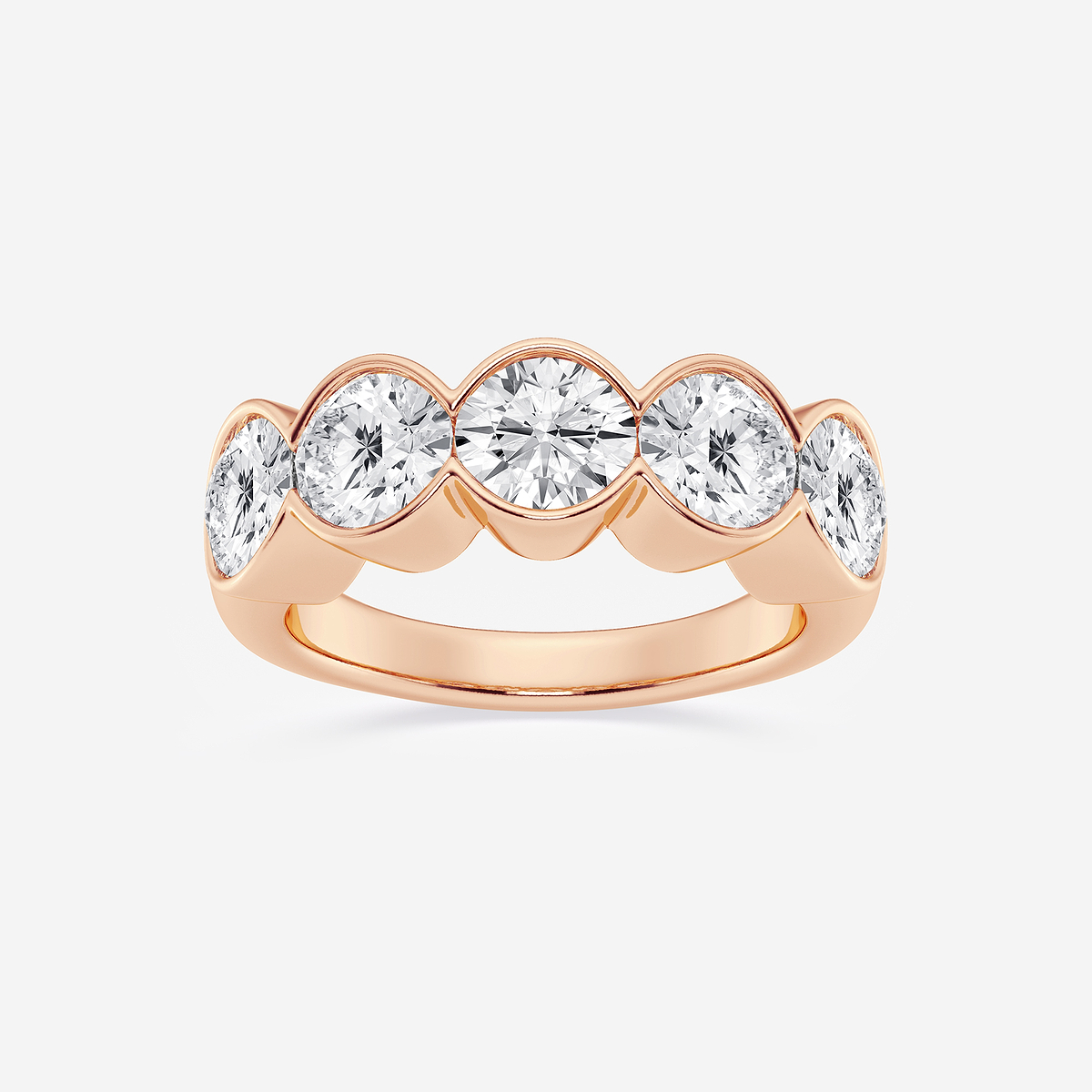 3 ctw Round Lab Grown Diamond Half Bezel Five Stone Anniversary Band