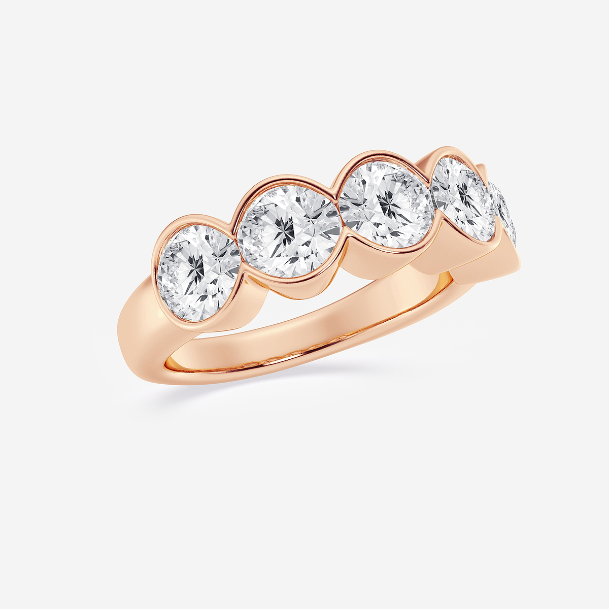 Additional Image 1 for  3 ctw Round Lab Grown Diamond Half Bezel Five Stone Anniversary Band