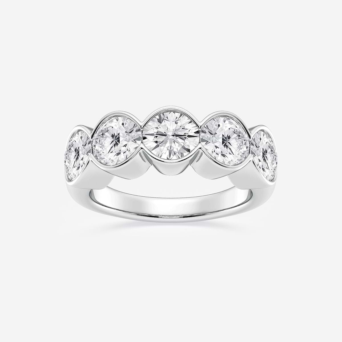 3 ctw Round Lab Grown Diamond Half Bezel Five Stone Anniversary Band