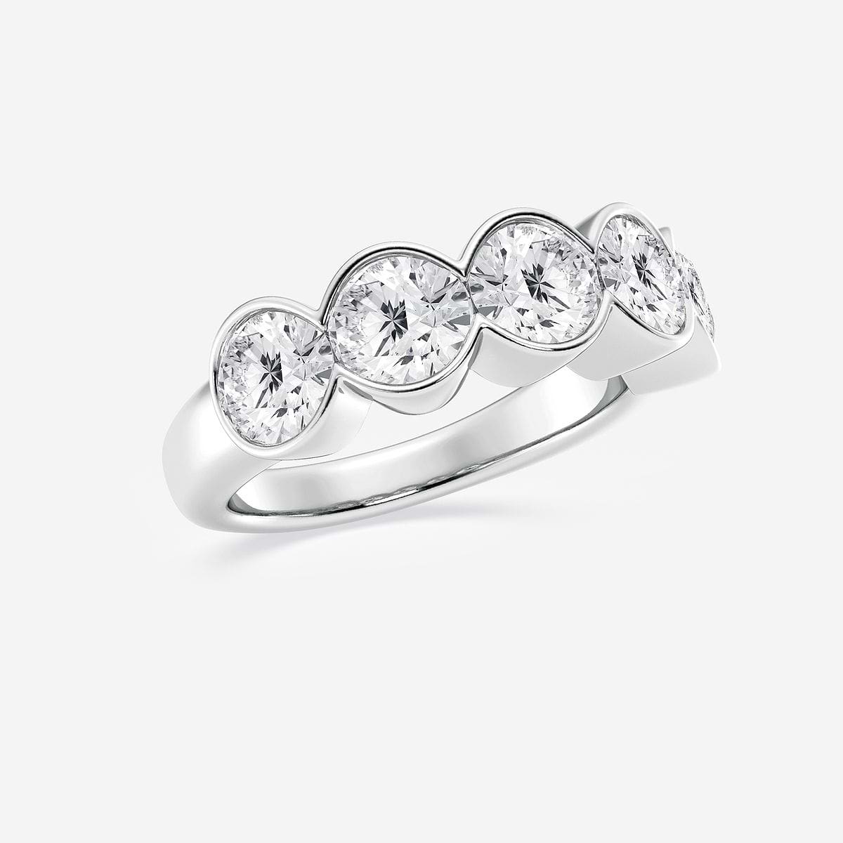Additional Image 1 for  3 ctw Round Lab Grown Diamond Half Bezel Five Stone Anniversary Band