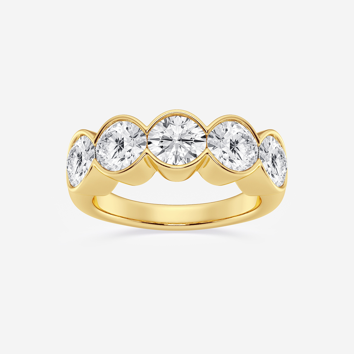 3 ctw Round Lab Grown Diamond Half Bezel Five Stone Anniversary Band