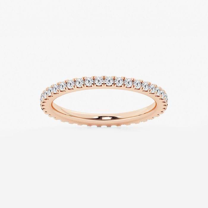 3 7/8 ctw Heart Lab Grown Diamond Split Double Band Eternity Engagement Ring 14K Rose Gold, D, VVS