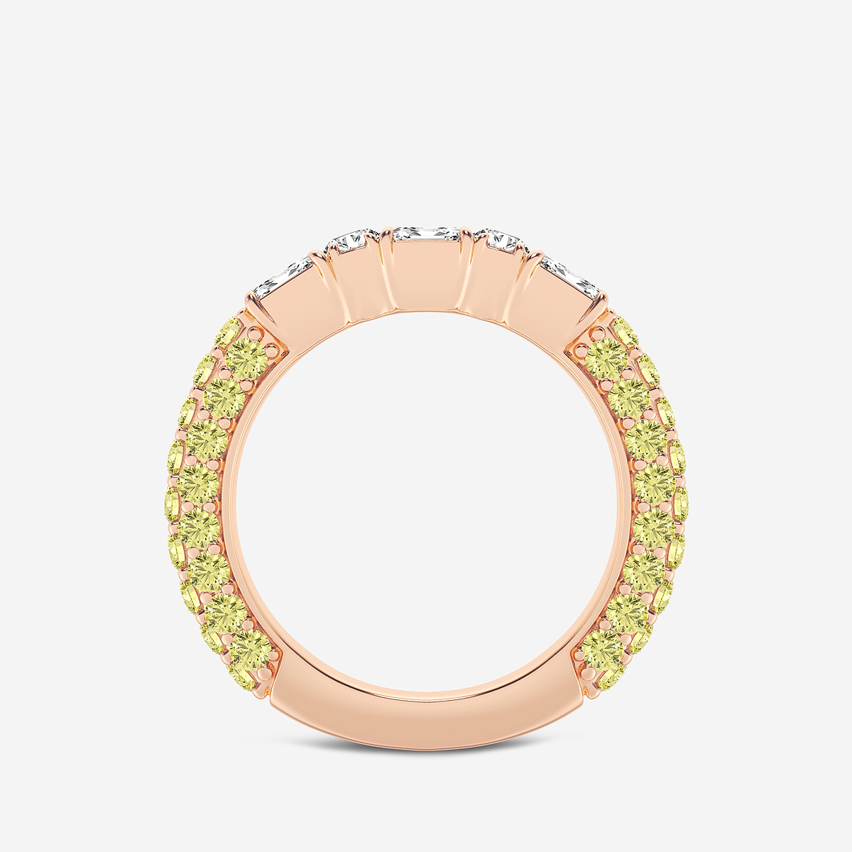 Additional Image 1 for  5/8 ctw Emerald & Round Lab Grown Diamond Rollover Band with 1.8 mm Yellow Sapphire Side Stones