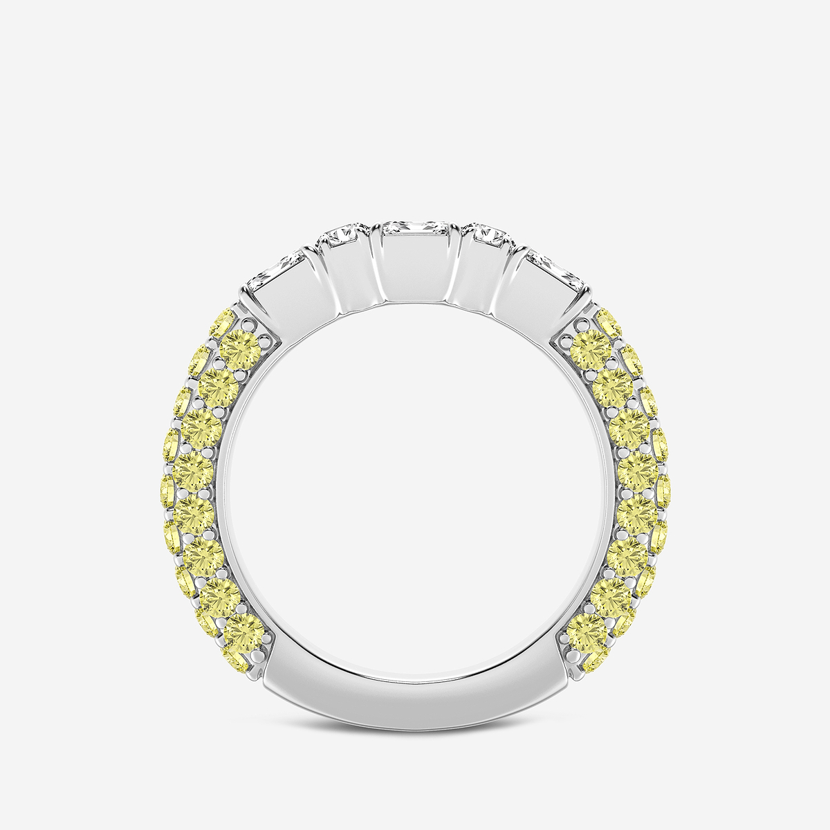 Additional Image 1 for  5/8 ctw Emerald & Round Lab Grown Diamond Rollover Band with 1.8 mm Yellow Sapphire Side Stones
