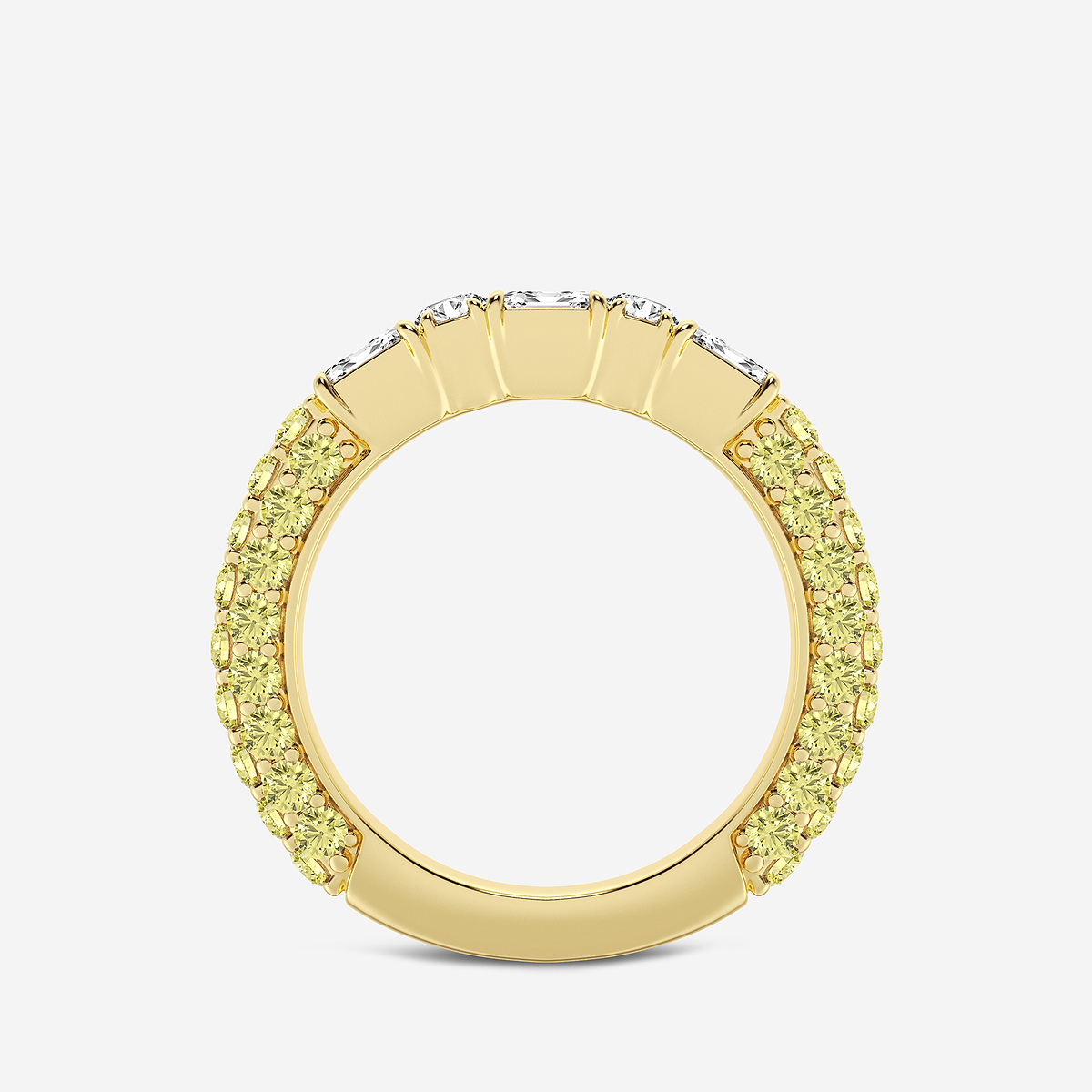 Additional Image 1 for  5/8 ctw Emerald & Round Lab Grown Diamond Rollover Band with 1.8 mm Yellow Sapphire Side Stones