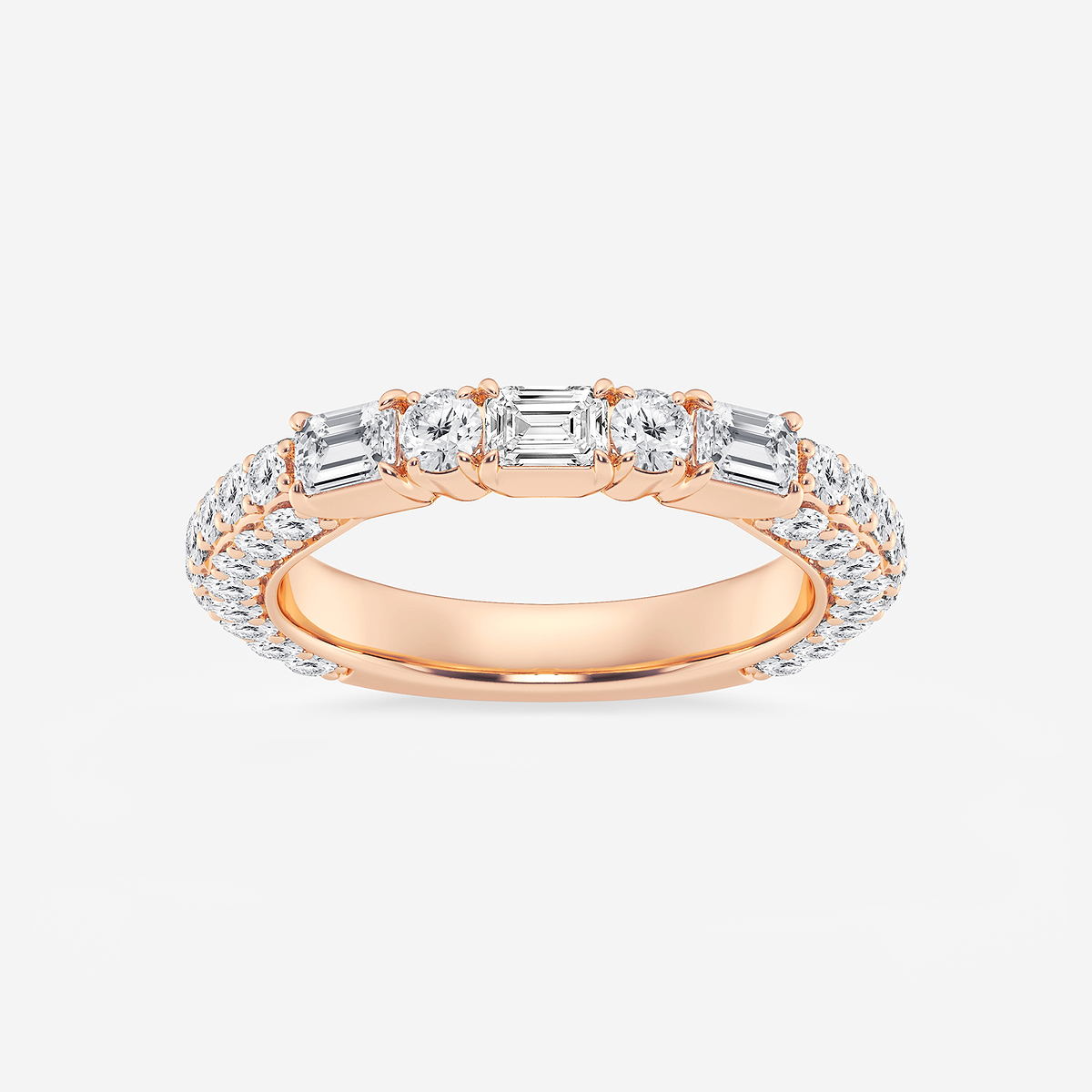 2 ctw Emerald & Round Lab Grown Diamond Rollover Band