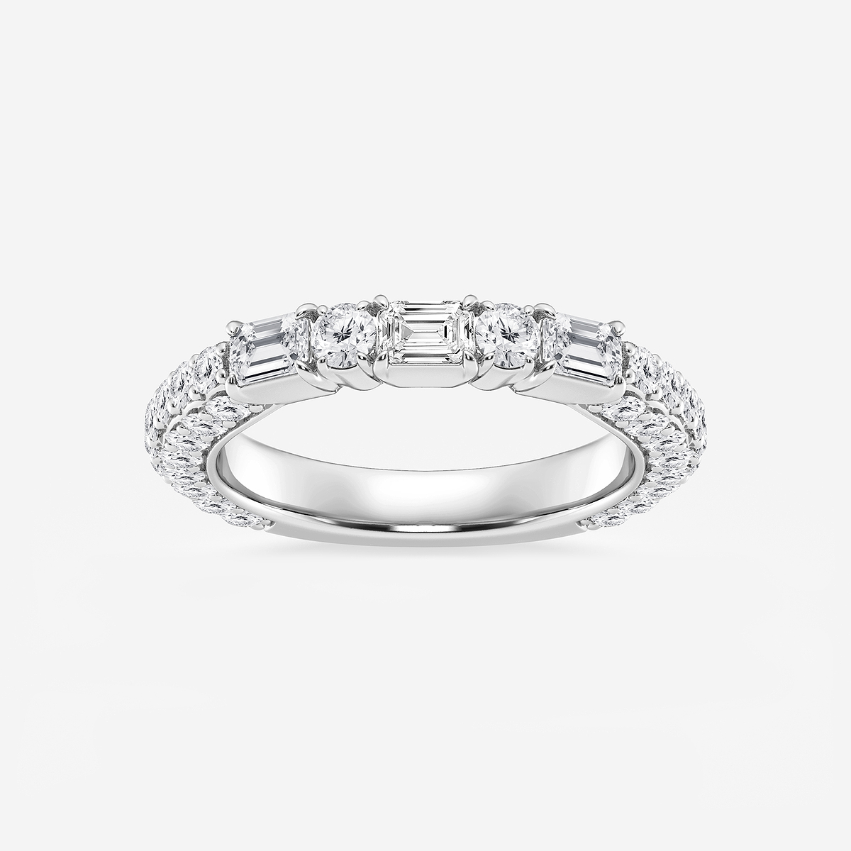2 ctw Emerald & Round Lab Grown Diamond Rollover Band