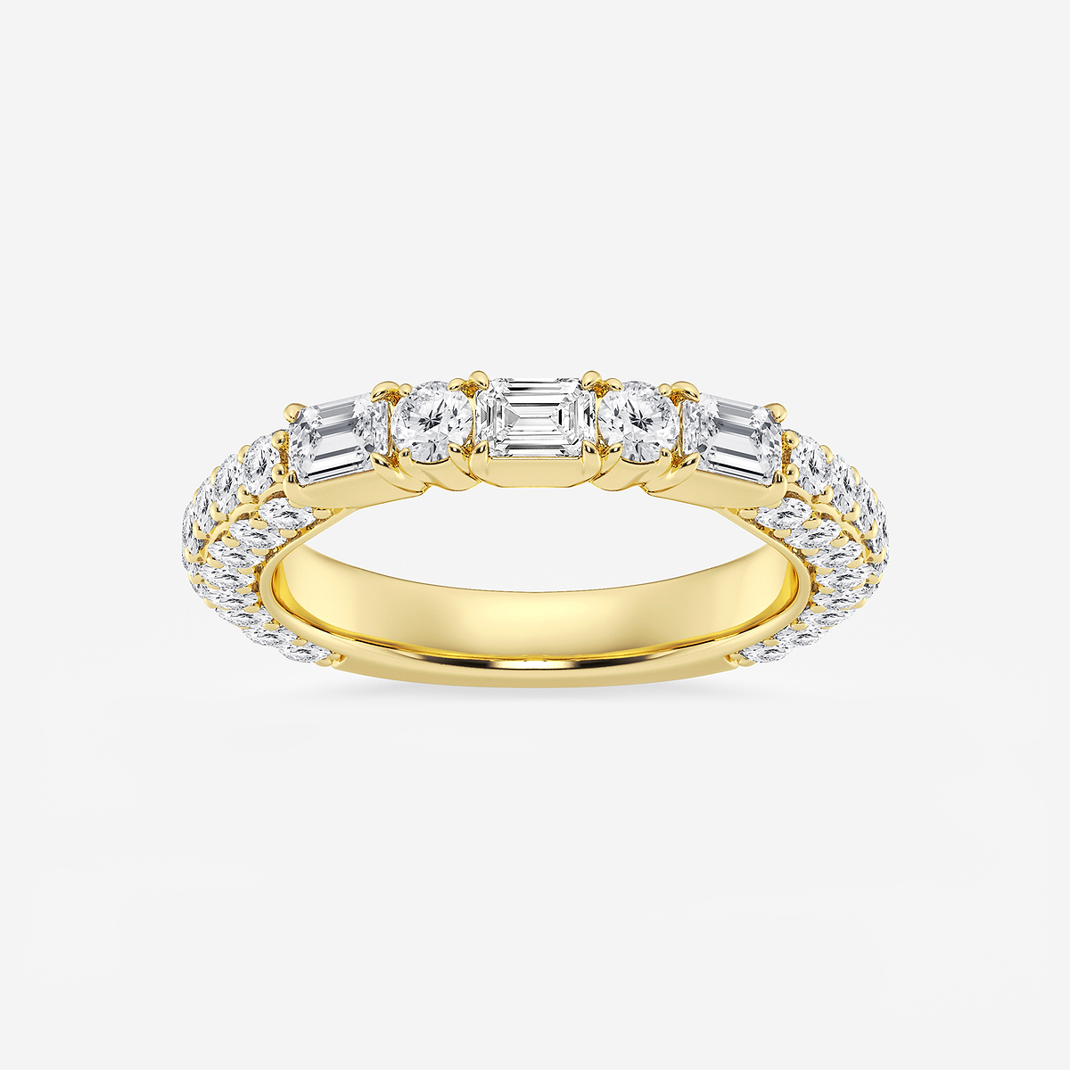 2 ctw Emerald & Round Lab Grown Diamond Rollover Band