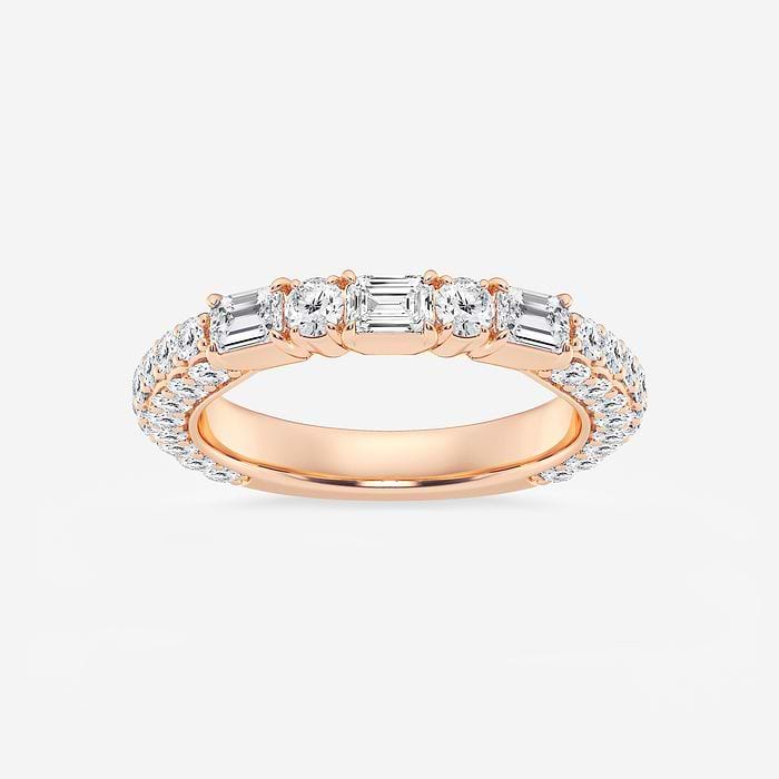 2 ctw Emerald & Round Lab Grown Diamond Rollover Fashion Band