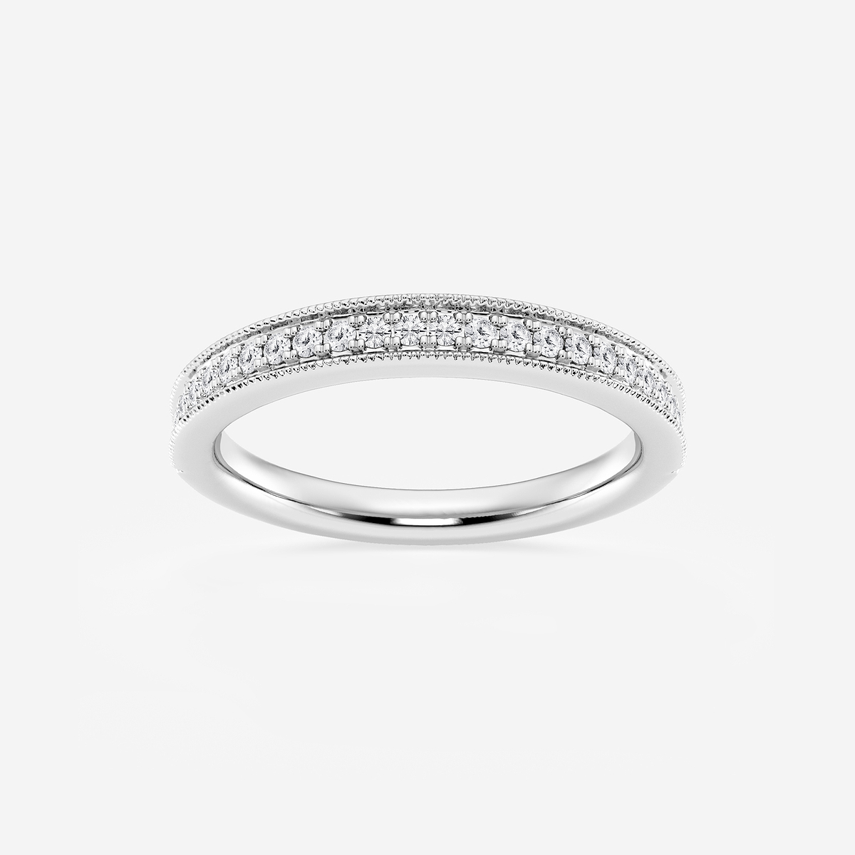 1/5 ctw Round Lab Grown Diamond Milgrain Wedding Band