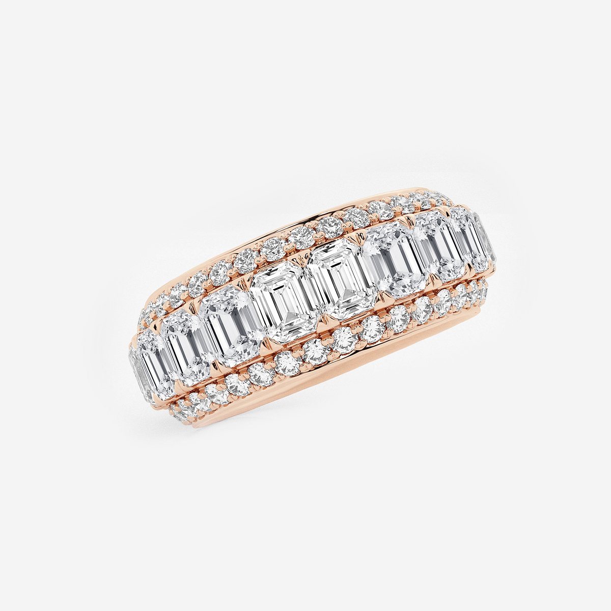 Additional Image 1 for  5 ctw Framed Emerald and Round Lab Grown Diamond Eternity Band - 8.25mm Width
