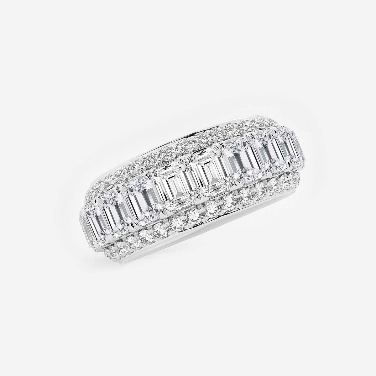 Additional Image 1 for  5 ctw Framed Emerald and Round Lab Grown Diamond Eternity Band - 8.25mm Width