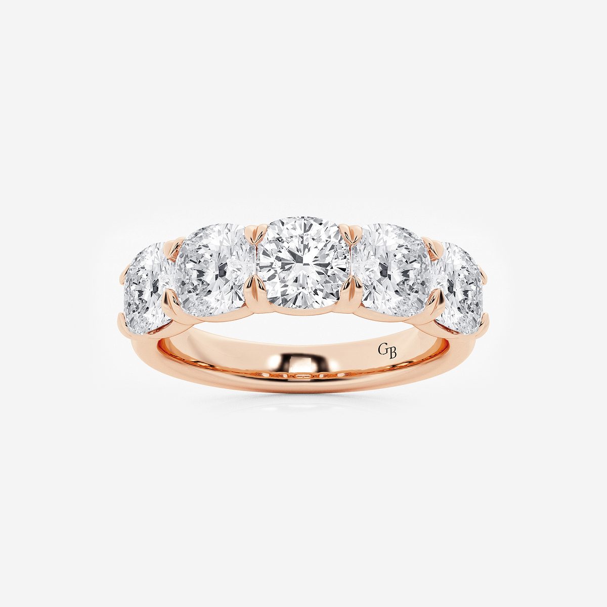 3 ctw Cushion Lab Grown Diamond Five-Stone Anniversary Band