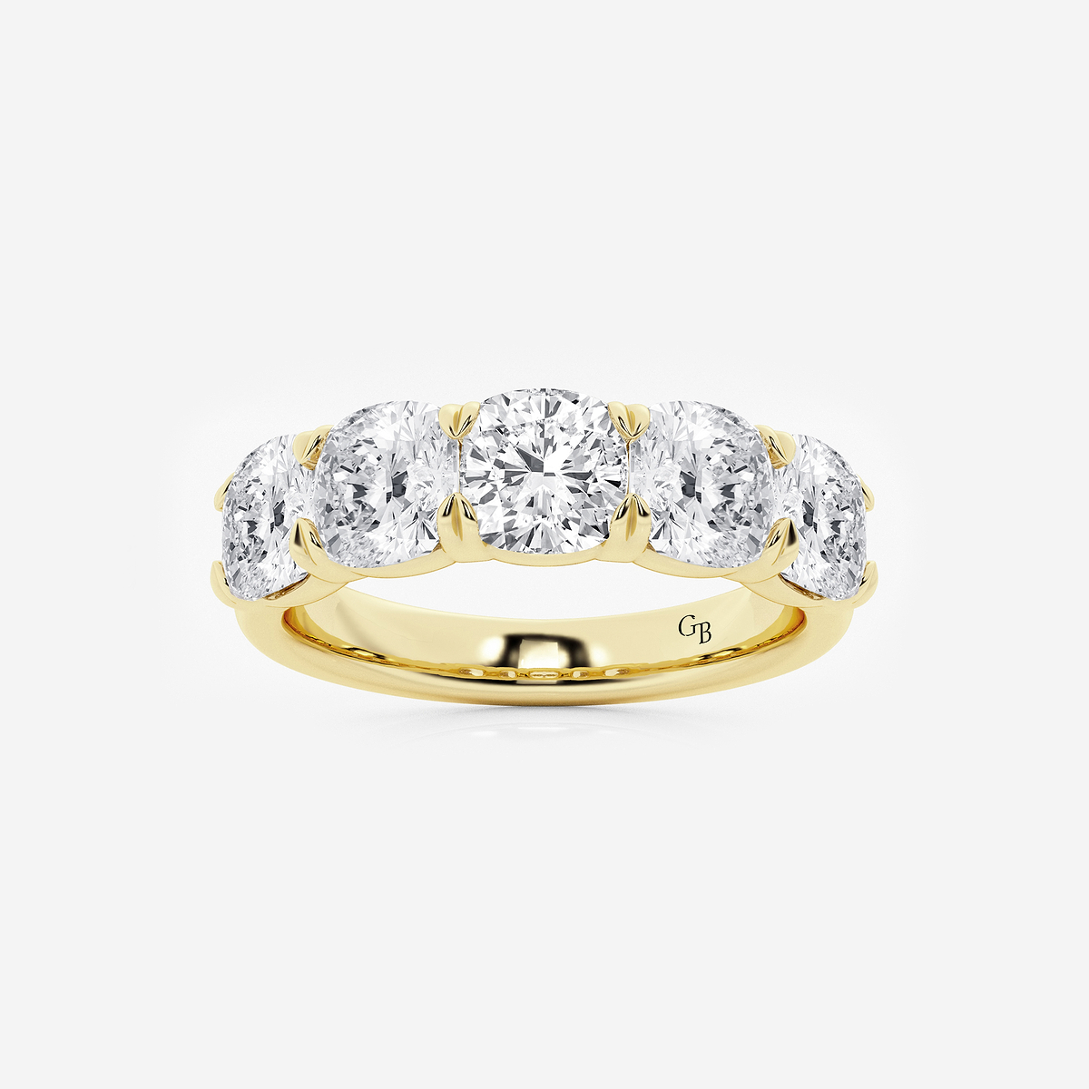 3 ctw Cushion Lab Grown Diamond Five-Stone Anniversary Band