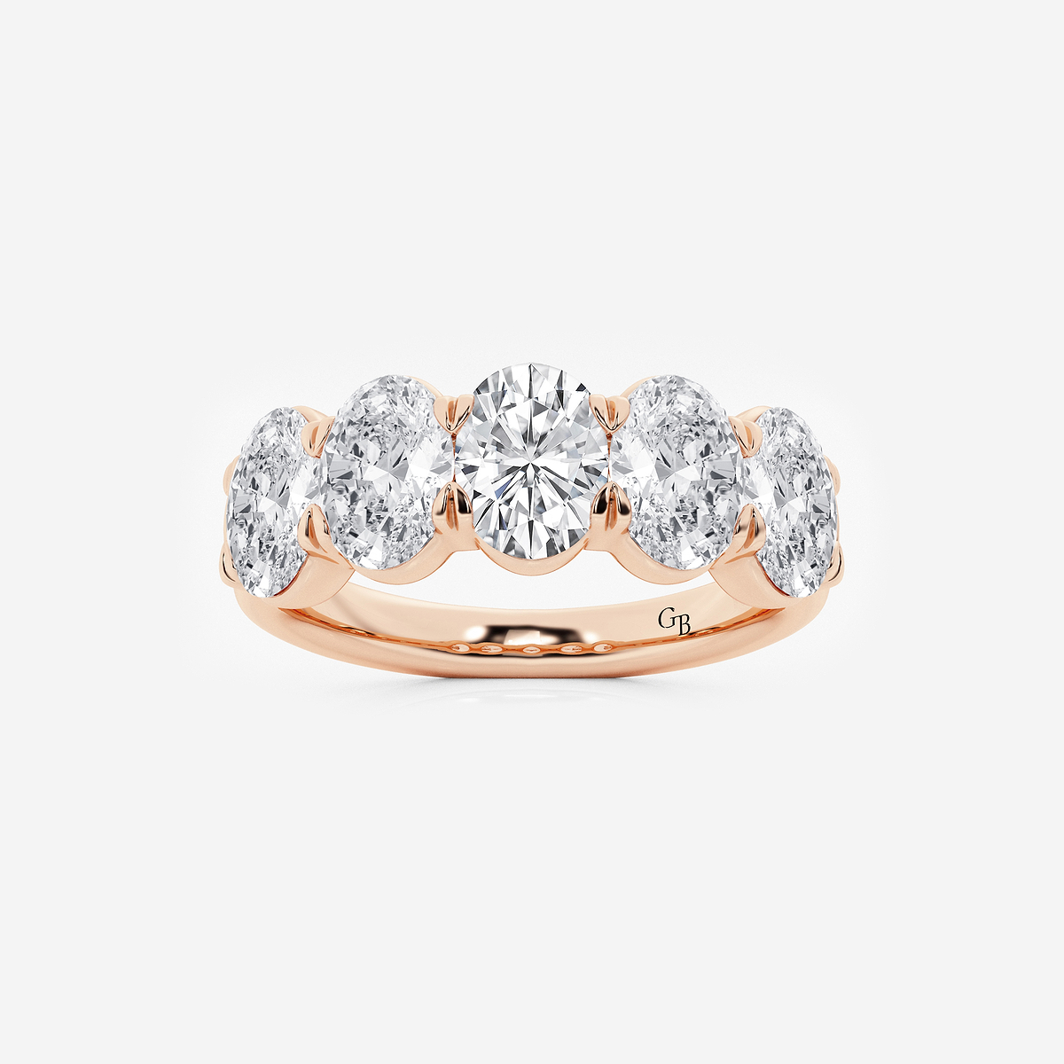 3 ctw Oval Lab Grown Diamond Five-Stone Anniversary Band