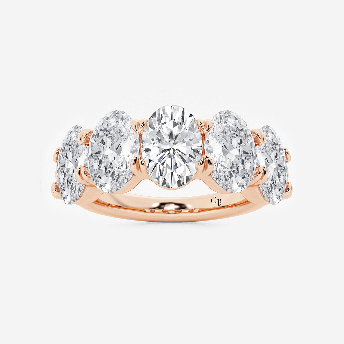 5 ctw Oval Lab Grown Diamond Five-Stone Anniversary Band