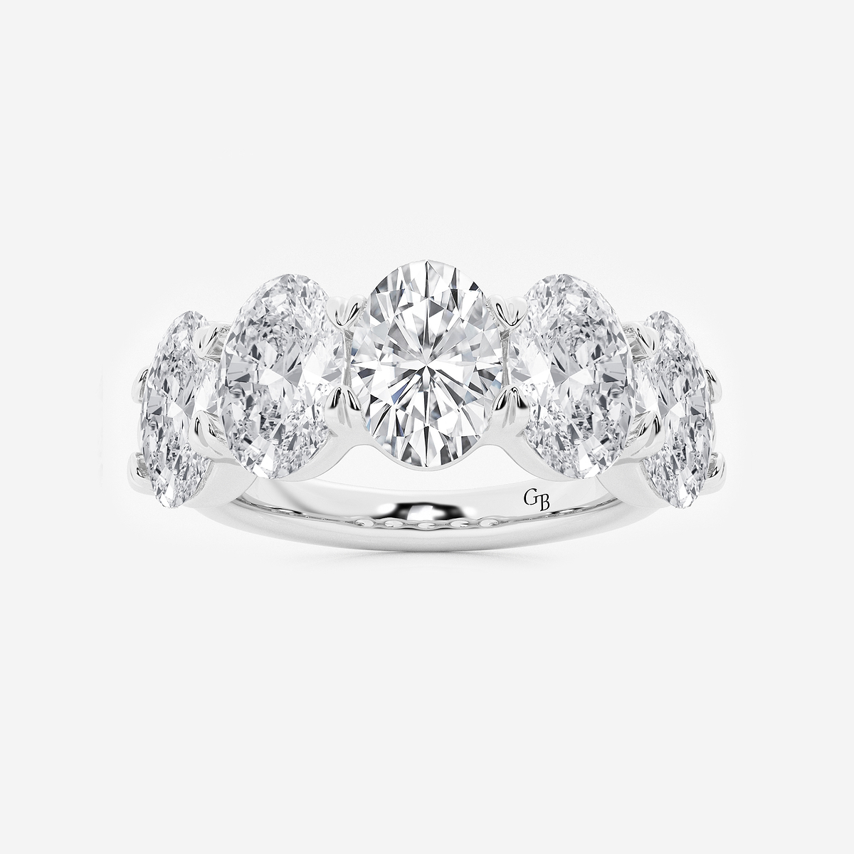 5 ctw Oval Lab Grown Diamond Five-Stone Anniversary Band Platinum, FG, VS2+