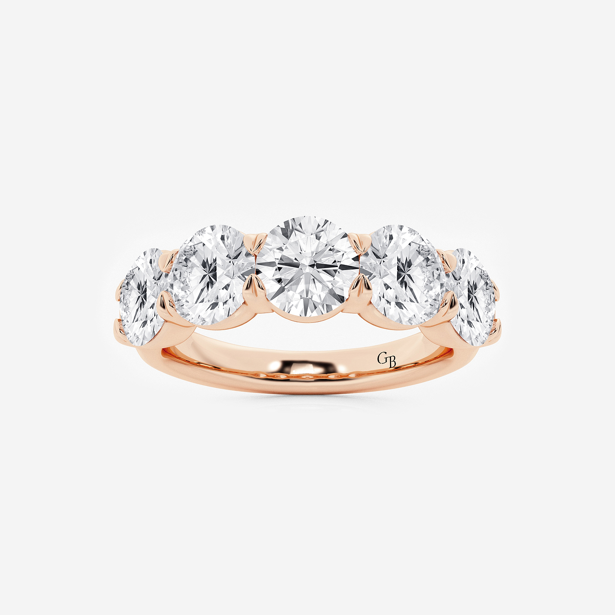 3 ctw Round Lab Grown Diamond Five-Stone Anniversary Band
