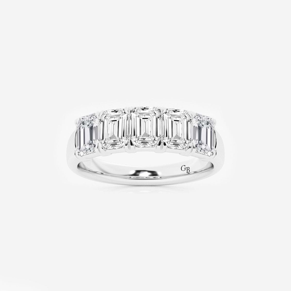 2 ctw Emerald Lab Grown Diamond Five-Stone Anniversary Band 14K White Gold, FG, VS2+