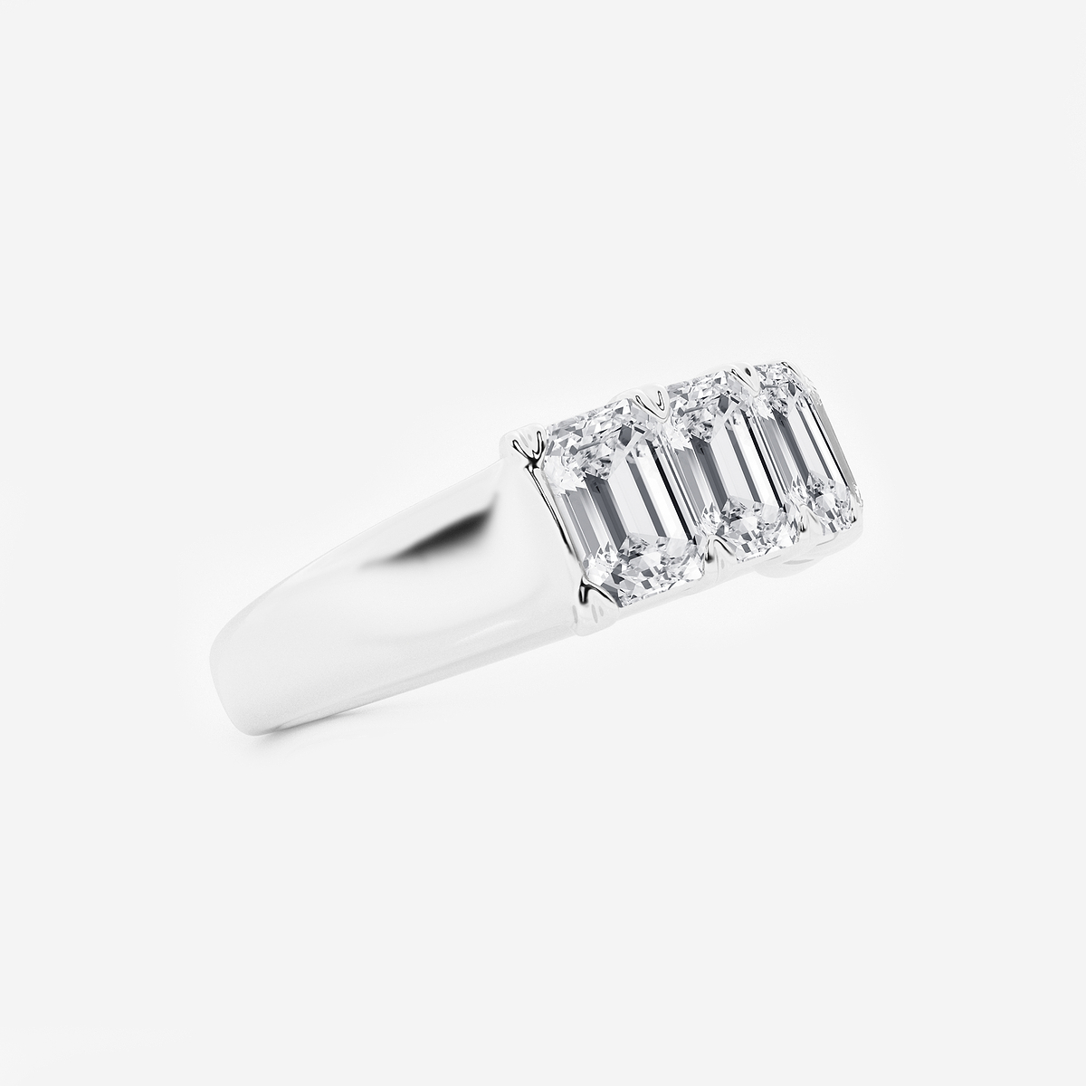 3 ctw Emerald Lab Grown Diamond Five-Stone Anniversary Band 14K White Gold, FG, VS2+