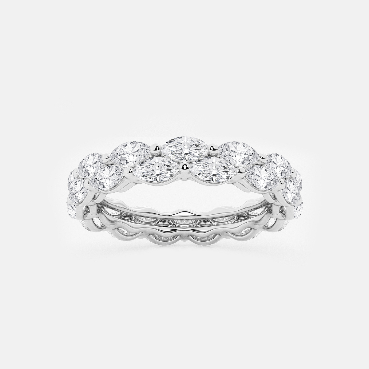 2 ctw Double-row Marquise Lab Grown Diamond Eternity Band - 4.5mm Width 14K White Gold, F, VS2