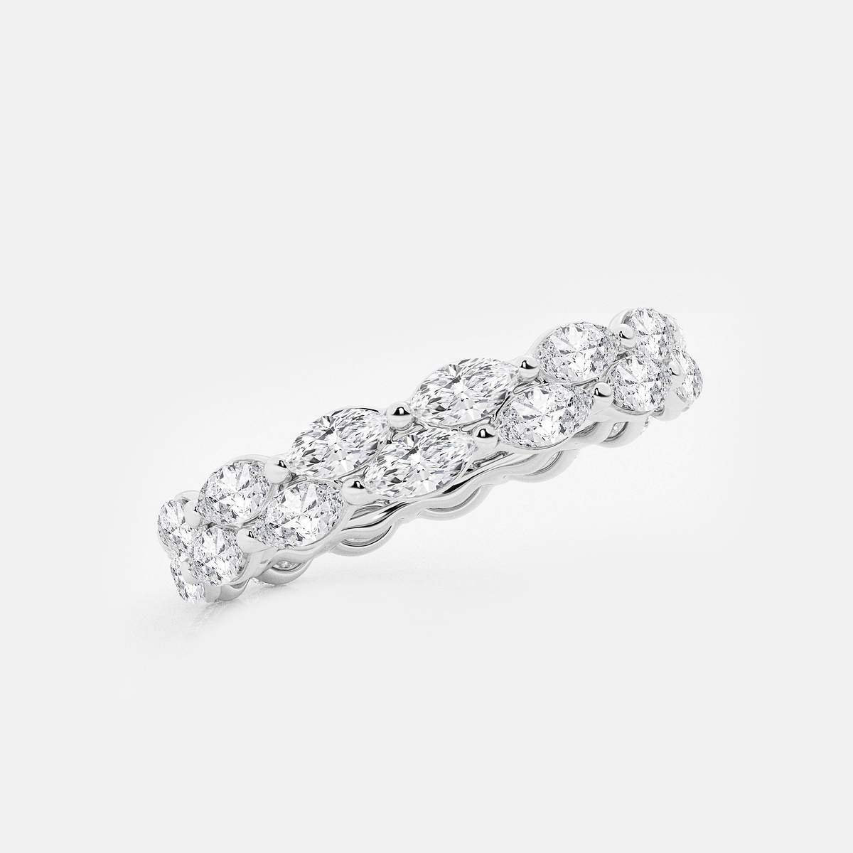 2 ctw Double-row Marquise Lab Grown Diamond Eternity Band - 4.5mm Width 14K White Gold, F, VS2