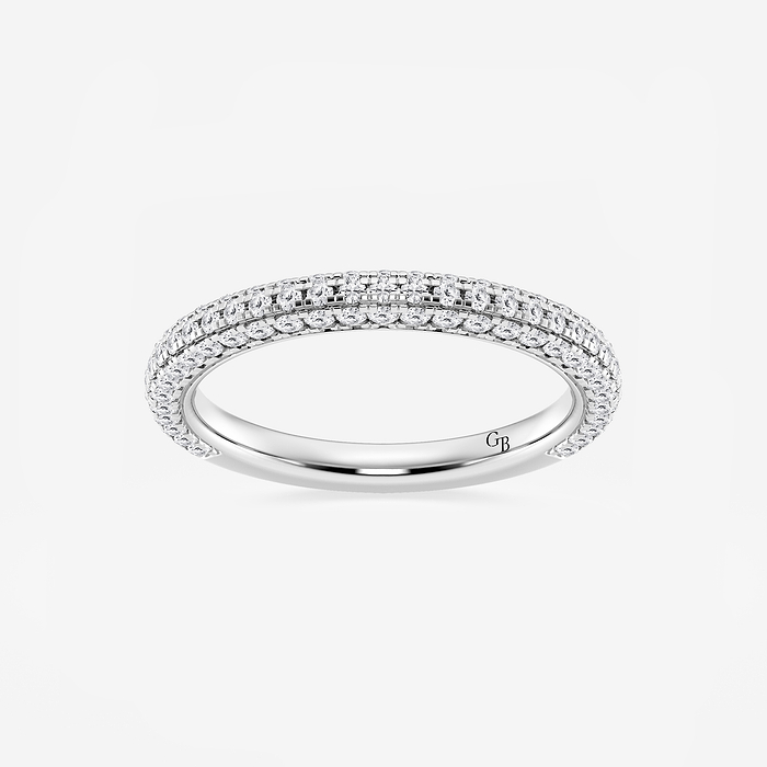 Addie Band - 5/8 ctw Round Lab Grown Diamond Rollover Pave Wedding Band