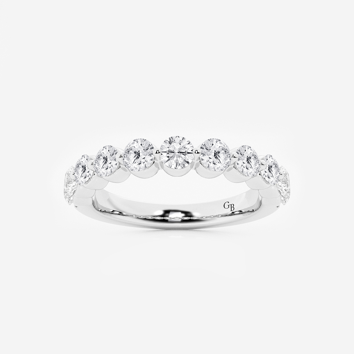 Llife BOTTON BAND RING（iii） Machine Knurled Texture Stainless Steel Band Ring