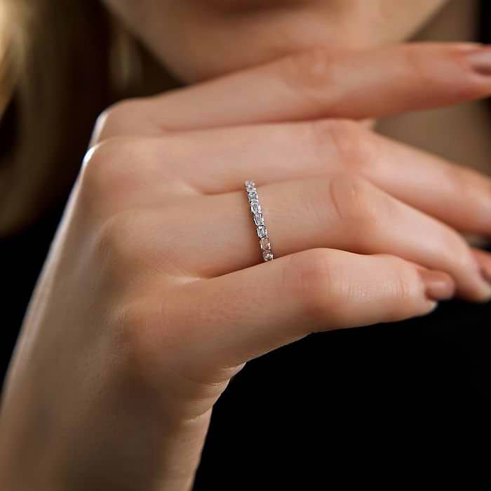 East-West Emerald Eternity Band
