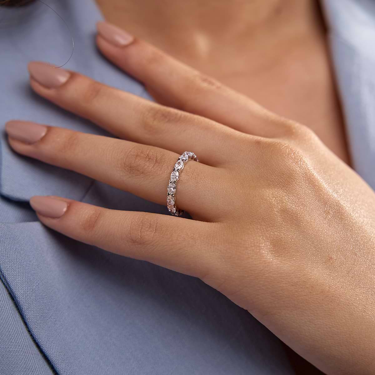 2 ctw East-West Oval Lab Grown Diamond Eternity Band - 2.8mm Width