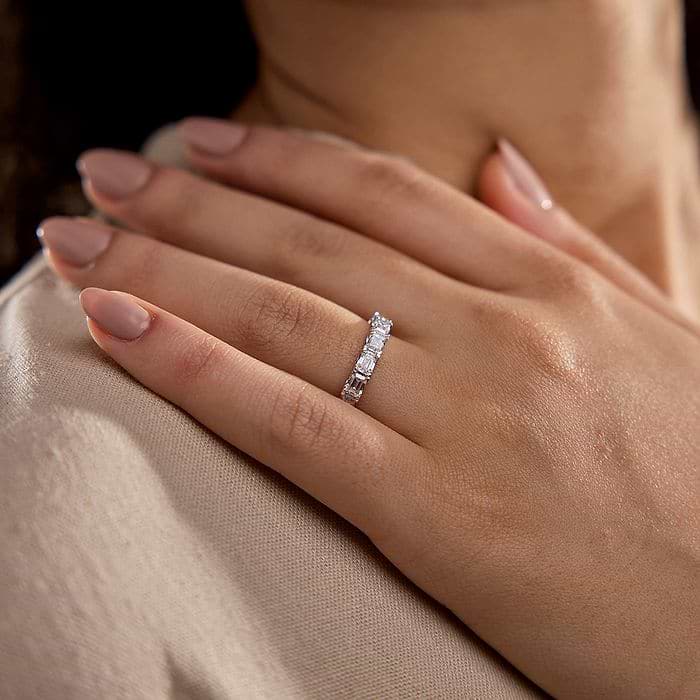 East-West Emerald Eternity Band