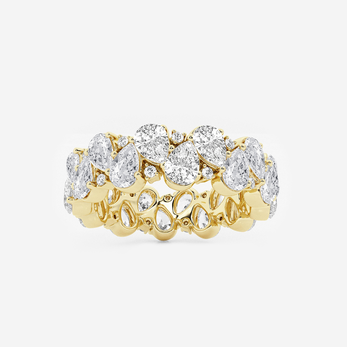 3 7/8 ctw Pear and Round Lab Grown Diamond Alternating Eternity Band - 6.1mm Width 14K Yellow Gold, F, VS2