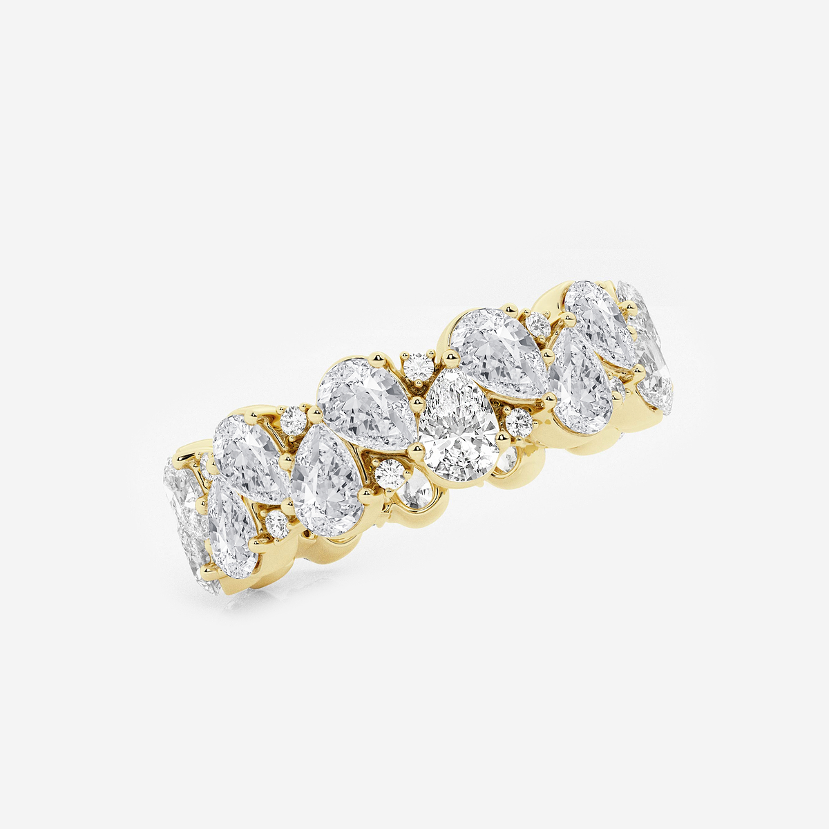 3 7/8 ctw Pear and Round Lab Grown Diamond Alternating Eternity Band - 6.1mm Width 14K Yellow Gold, F, VS2